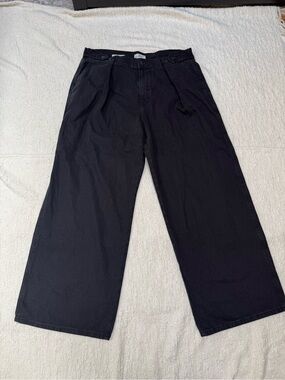 Universal Thread Adjustable Trousers Black Denim Super Wide Leg Jeans Size 16